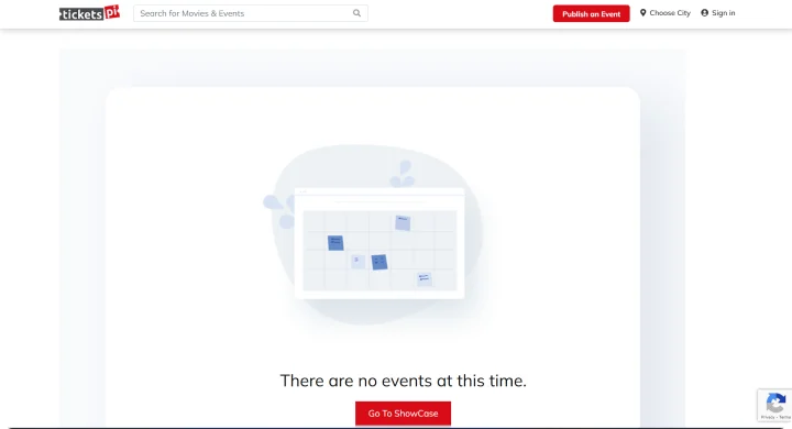 Original TicketsPi homepage empty state