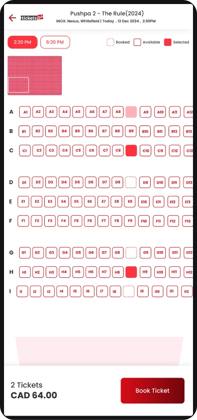 TicketsPi: Selected seats