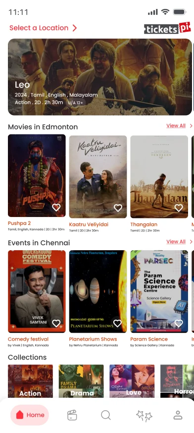 TicketsPi: Browse home