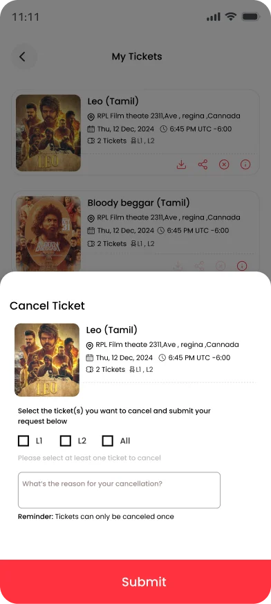 TicketsPi: Request cancellation