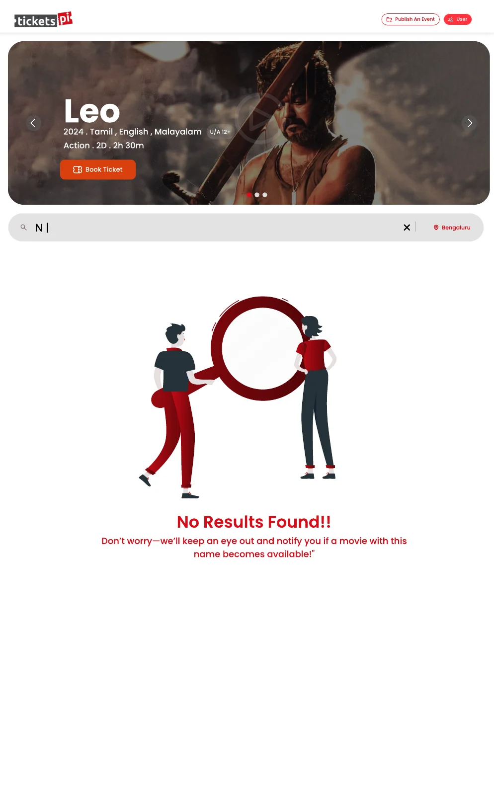TicketsPi: Recover from no search results