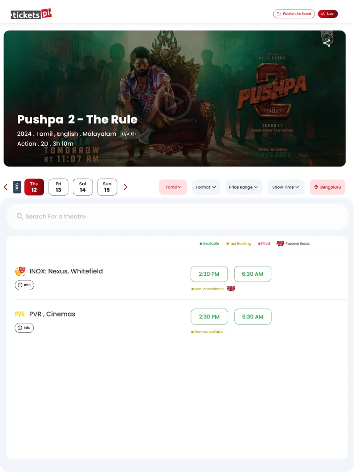 TicketsPi: Choose a cinema and session