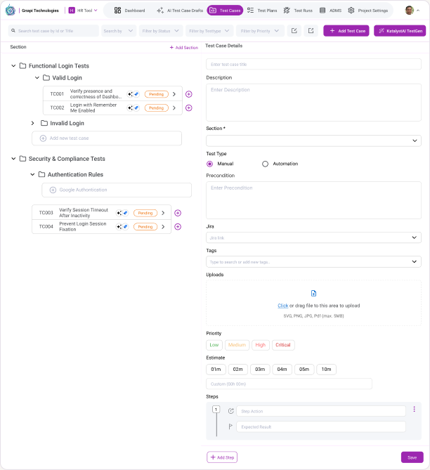 09  Create a structured test case